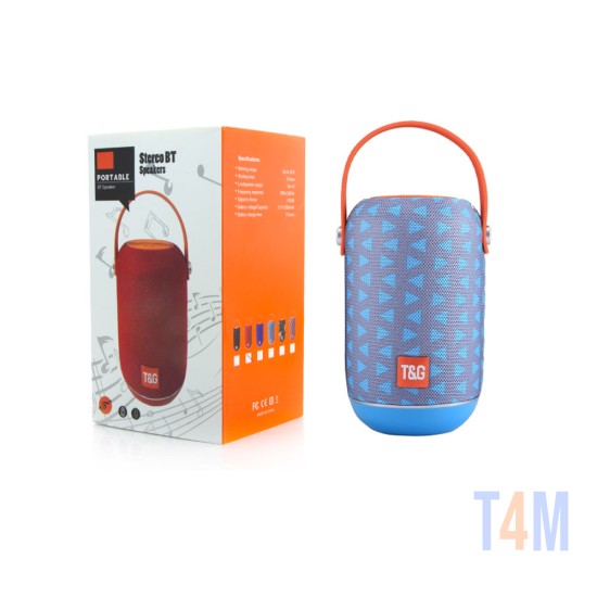 T&G PORTABLE BLUETOOTH SPEAKER TG-107 HANDS-FREE CALLS/TF/AUX/FM V4.2 WITH HANDLE SKY BLUE